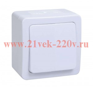 Переключатель 1-клавишный открытой установки ИЭК Гермес Plus ВСп20-1-0-ГПБ IP54 белый EVMP12-K01-10-54-EC
