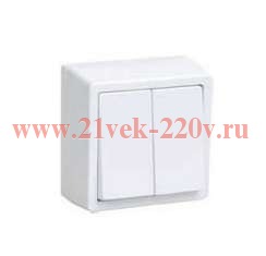 Выключатель 2-клавишный ИЭК Гермес Plus ВС20-2-0-ГПБ IP54 белый EVMP20-K01-10-54-EC