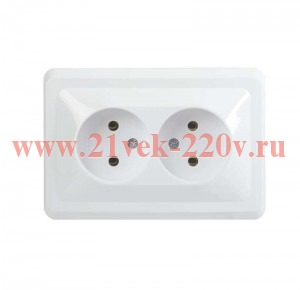 Розетка двойная 2х2P без шторок ИЭК ВЕГА 10А белый (РС12-2-ВБ) ERV20-K01-10-DM