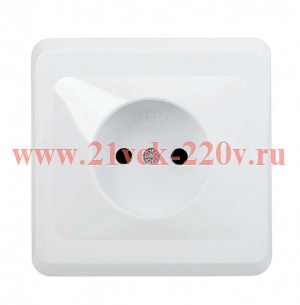 Розетка 2P без шторок ИЭК ВЕГА 10А керамика белый (РС10-2-ВБ) ERV10-K01-10-DM