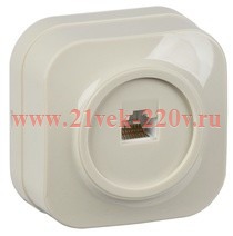 Розетка телефонная открытой установки RJ11 РТ20-ХК GLORY IEK кремовый ETH10-K33