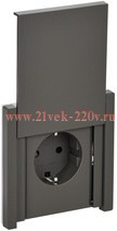 Розетка с заземлением ИЭК FORTE&PIANO FP321 16А шторки крышка винтовой зажим IP44 серый FP-R16-16-44-K03
