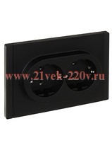 Розетка 2-я с заземлением в сборе ИЭК FORTE&PIANO FP124 16А автозажим черный FP-R21-16-1-K02