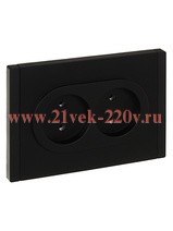 Розетка 2-я без заземления в сборе ИЭК FORTE&PIANO FP126 10А автозажим черный FP-R20-10-1-K02