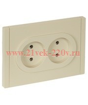 Розетка 2-я без заземления в сборе ИЭК FORTE&PIANO FP426 10А автозажим ваниль FP-R20-10-1-K10