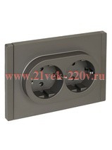 Розетка 2-я с заземлением в сборе ИЭК FORTE&PIANO FP524 16А автозажим сталь FP-R21-16-1-K46