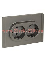 Розетка 2-я с заземлением в сборе ИЭК FORTE&PIANO FP523 16А шторки автозажим сталь FP-R24-16-1-K46