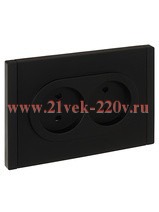 Розетка 2-я без заземления в сборе ИЭК FORTE&PIANO FP125 10А шторки автозажим черный FP-R23-10-1-K02