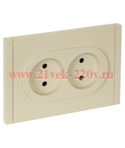 Розетка 2-я без заземления в сборе ИЭК FORTE&PIANO FP425 10А шторки автозажим ваниль FP-R23-10-1-K10