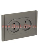 Розетка 2-я без заземления в сборе ИЭК FORTE&PIANO FP525 10А шторки автозажим сталь FP-R23-10-1-K46