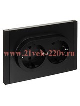 Розетка 2-я с заземлением в сборе ИЭК FORTE&PIANO FP123 16А шторки автозажим черный FP-R24-16-1-K02