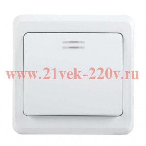 Выключатель 1-клавишный ИЭК ВЕГА 10А керамика с индикацией белый (ВС10-1-1-ВБ) EVV11-K01-10-DM