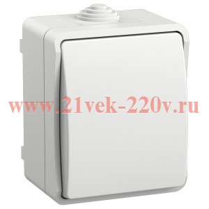 Переключатель одноклавишный для открытой установки ИЭК ФОРС ВС20-1-0-ФБ IP54 белый EVS10-K01-10-54-DC