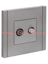Розетка двойная TV+SAT ИЭК FORTE&PIANO FP538 сталь FP-AF20-O-K46