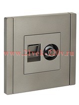 Розетка двойная TV+RJ45 кат.6 ИЭК FORTE&PIANO FP537 сталь FP-AK20-2-K46