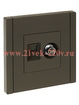Розетка двойная TV+RJ45 кат.5E ИЭК FORTE&PIANO FP336 серый FP-AK20-1-K03