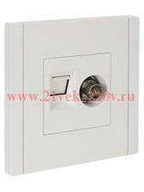 Розетка двойная TV+RJ45 кат.5E ИЭК FORTE&PIANO FP236 белый FP-AK20-1-K01