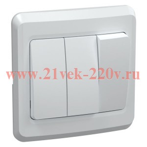 Выключатель 3-клавишный ИЭК ВЕГА 10А белый (ВС10-3-0-ВБ) EVV30-K01-10-DM