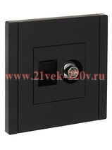 Розетка двойная TV+RJ45 кат.6 ИЭК FORTE&PIANO FP137 черный FP-AK20-2-K02