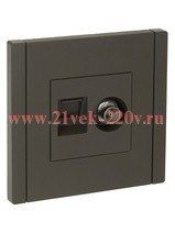 Розетка двойная TV+RJ45 кат.6 ИЭК FORTE&PIANO FP337 серый FP-AK20-2-K03