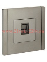 Розетка компьютерная RJ45 кат.5E ИЭК FORTE&PIANO FP532 сталь FP-K10-1-K46