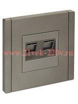 Розетка компьютерная 2-ая RJ45 кат.5E ИЭК FORTE&PIANO FP533 сталь FP-K20-1-K46