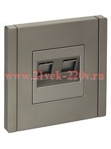 Розетка компьютерная 2-ая RJ45 кат.6 ИЭК FORTE&PIANO FP534 сталь FP-K20-2-K46