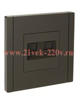 Розетка двойная RJ11+RJ45 кат.5E ИЭК FORTE&PIANO FP335 серый FP-KT20-O-1-K03