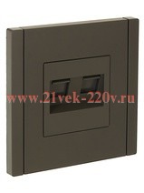 Розетка компьютерная 2-ая RJ45 кат.6 ИЭК FORTE&PIANO FP334 серый FP-K20-2-K03