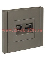 Розетка двойная RJ11+RJ45 кат.5E ИЭК FORTE&PIANO FP535 сталь FP-KT20-O-1-K46