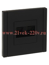 Розетка компьютерная 2-ая RJ45 кат.6 ИЭК FORTE&PIANO FP134 черный FP-K20-2-K02