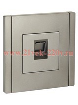 Розетка компьютерная RJ45 кат.6 ИЭК FORTE&PIANO FP531 сталь FP-K10-2-K46