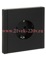 Розетка с заземлением ИЭК FORTE&PIANO 16А FP115 шторки черный FP-R14-16-K02