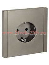Розетка с заземлением ИЭК FORTE&PIANO 16А FP515 шторки сталь FP-R14-16-K46