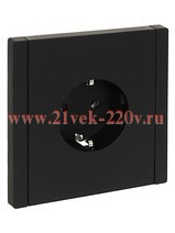 Розетка с заземлением ИЭК FORTE&PIANO FP114 16А автозажим черный FP-R11-16-1-K02