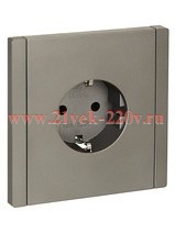 Розетка с заземлением ИЭК FORTE&PIANO 16А FP513 шторки автозажим сталь FP-R14-16-1-K46