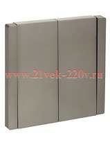 Выключатель двухклавишный ИЭК FORTE&PIANO FP505 10А сталь FP-V20-0-10-1-K46