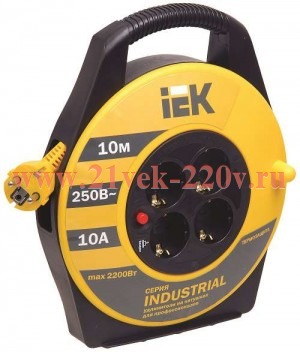 Катушка УК10 с т/з 4 места 2Р+PЕ/10м 3х1,0 мм2