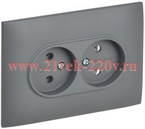 Розетка 2-я без заземления в сборе SKANDY SK-R10Gr 10А серый IEK