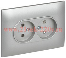 Розетка 2-я без заземления в сборе SKANDY SK-R10S 10А серебряный IEK