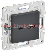 Розетка для зарядки SKANDY SK-R14T USB A+C 3,1А титан IEK