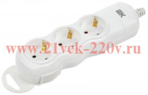 Колодка удлинителя 3-мест. с заземл. РПр03 IEK WYP10-D-KP-16-03-ZS-K01