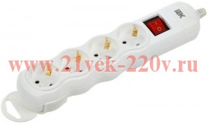 Колодка удлинителя 4-мест. с заземл. с выкл. РПр04В IEK WYP10-D-KP-16-04-ZKS-K01