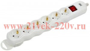 Колодка удлинителя 6-мест. с заземл. с выкл. РПр06В IEK WYP10-D-KP-16-06-ZKS-K01