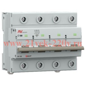 Выключатель автоматический модульный AV-125 4P 100А (D) 10кА AVERES EKF mcb125-4-100D-av