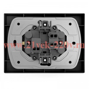 Розетка 2-м СП Pixel 16А IP20 с заземл. защ. шторки в сборе карбон TOKOV ELECTRIC TKE-PX-R2FZSF-C14