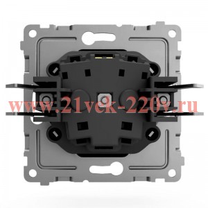 Розетка 1-м СП Pixel 16А IP20 с заземл. защ. шторки механизм карбон TOKOV ELECTRIC TKE-PX-R1ZSF-C14