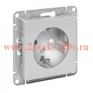 Розетка СП Эпика 16А с заземл. защ. шторки механизм алюм. EKF UP1-SOA-111