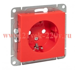 Розетка СП Эпика 16А с заземл. защ. шторки механизм красн. EKF UP1-SOR-111
