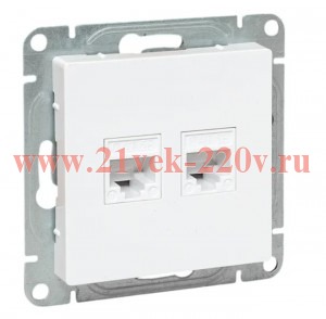 Розетка компьютерная 2-м СП Эпика RJ45 кат.5 механизм бел. EKF UP1-SOW-2RJ45-5